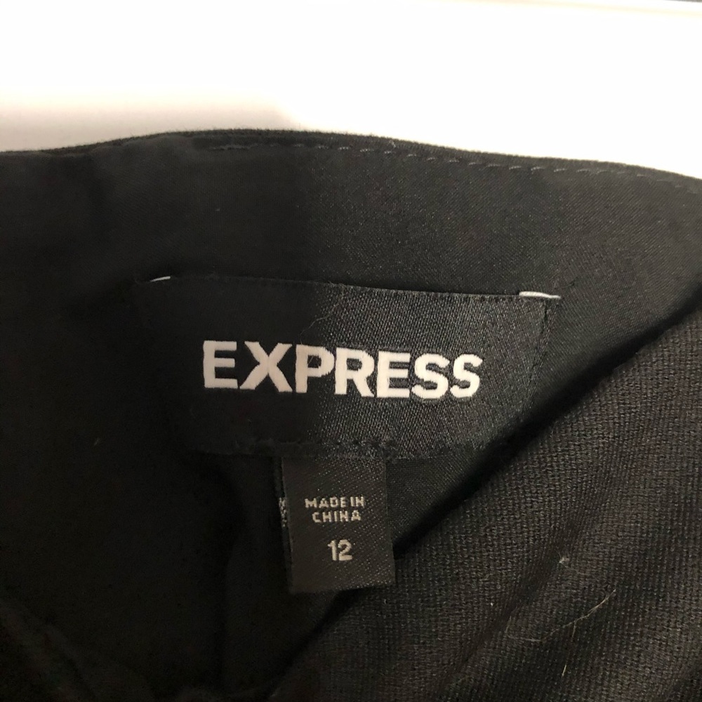 Express Black Pleated Split Back Pencil Work Skirt - image 3